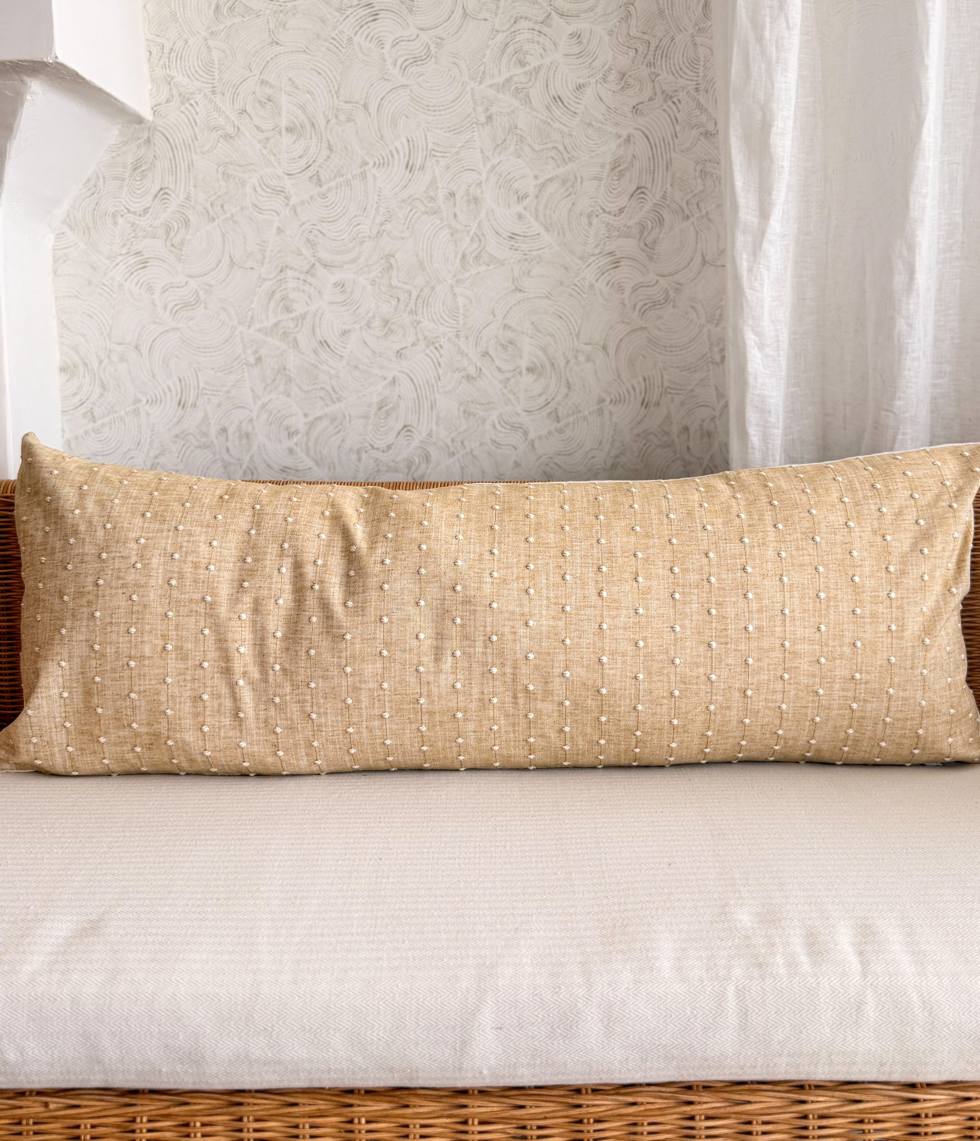 Solana Embroidered Swiss Dot Pillow Cover - Golden