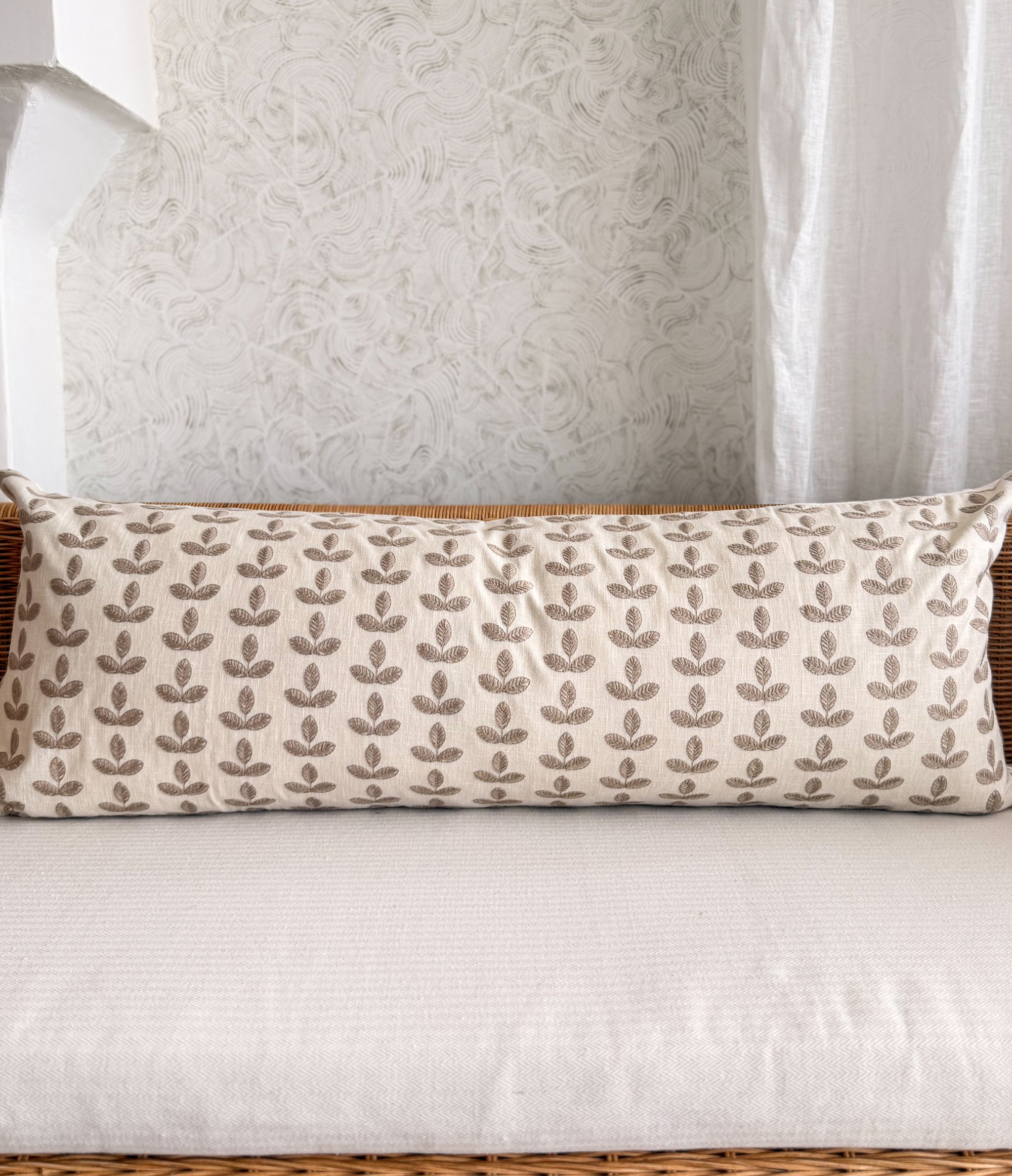 Carmel Embroidered Leaf Pillow Cover
