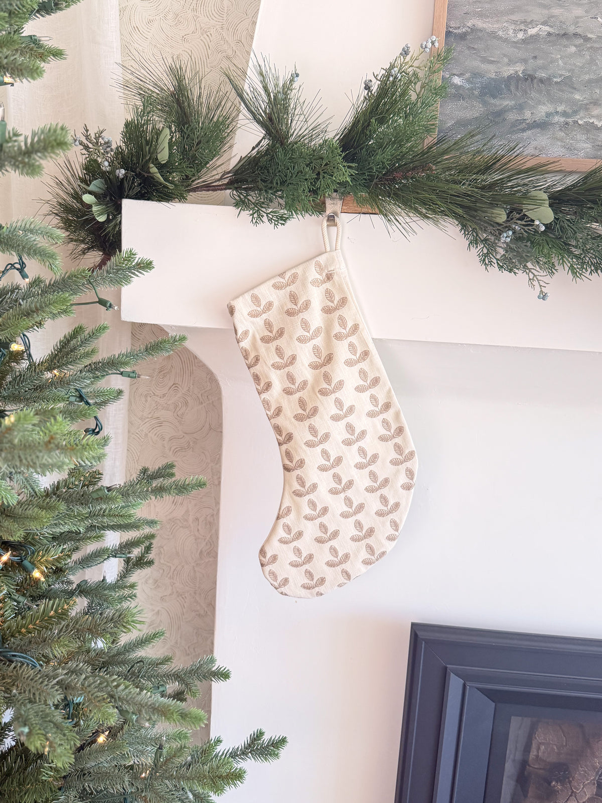 Carmel Embroidered Leaf Stocking
