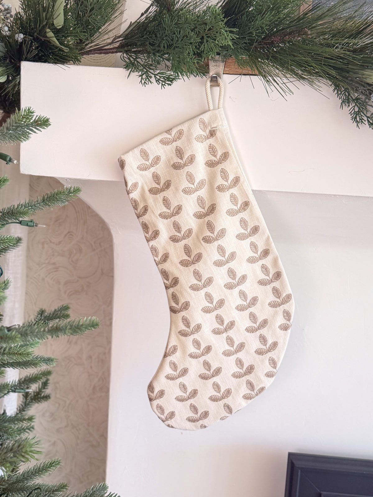 Carmel Embroidered Leaf Stocking
