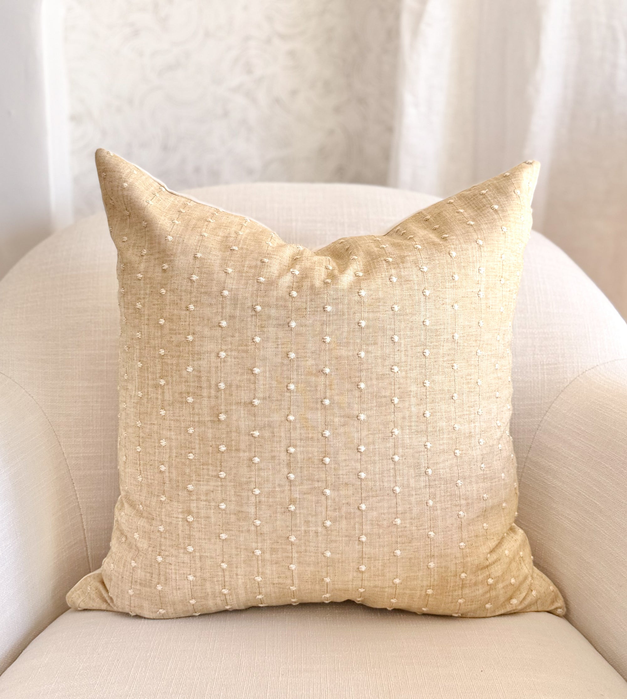 Solana Embroidered Swiss Dot Pillow Cover - Golden