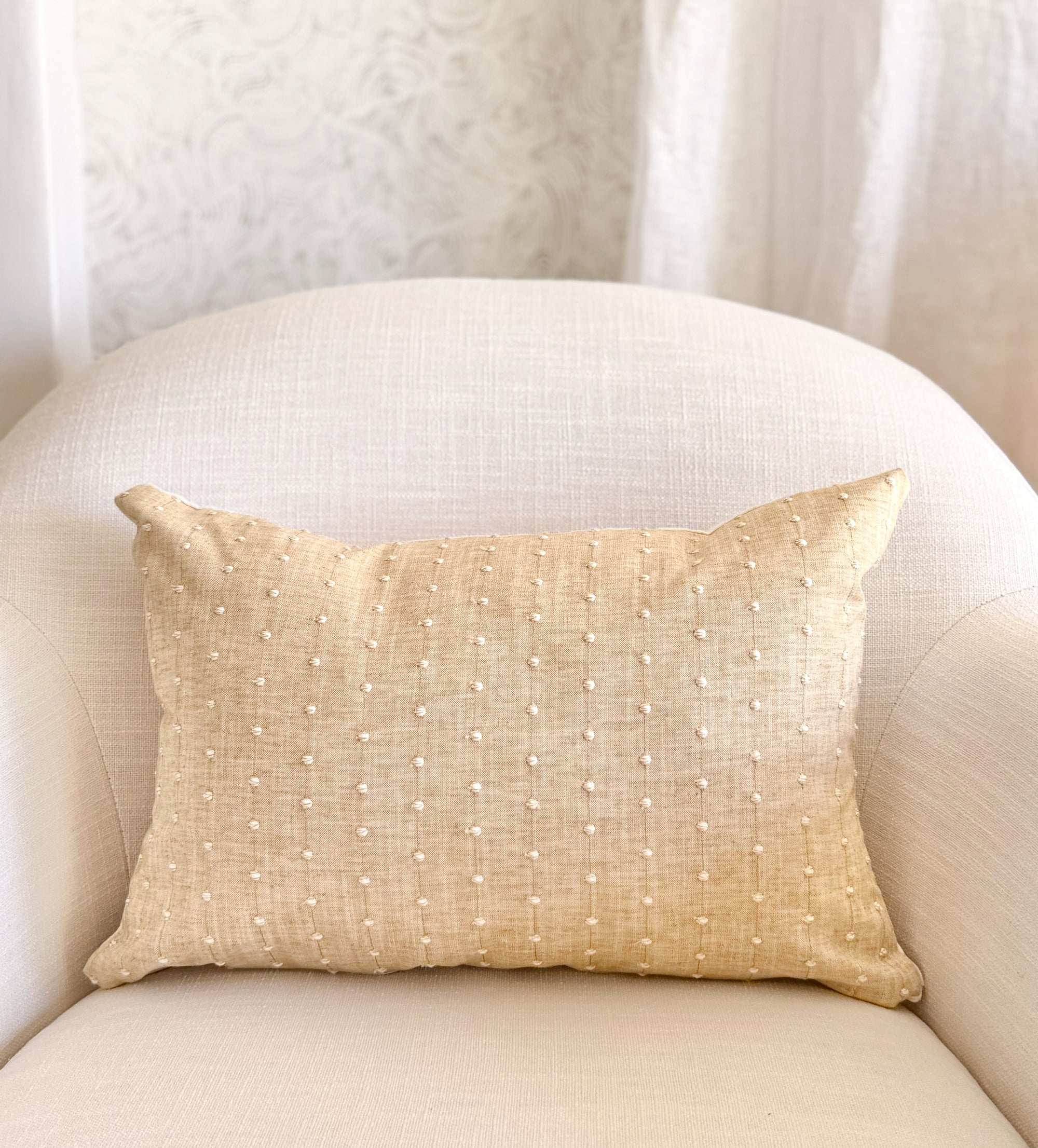 Solana Embroidered Swiss Dot Pillow Cover - Golden